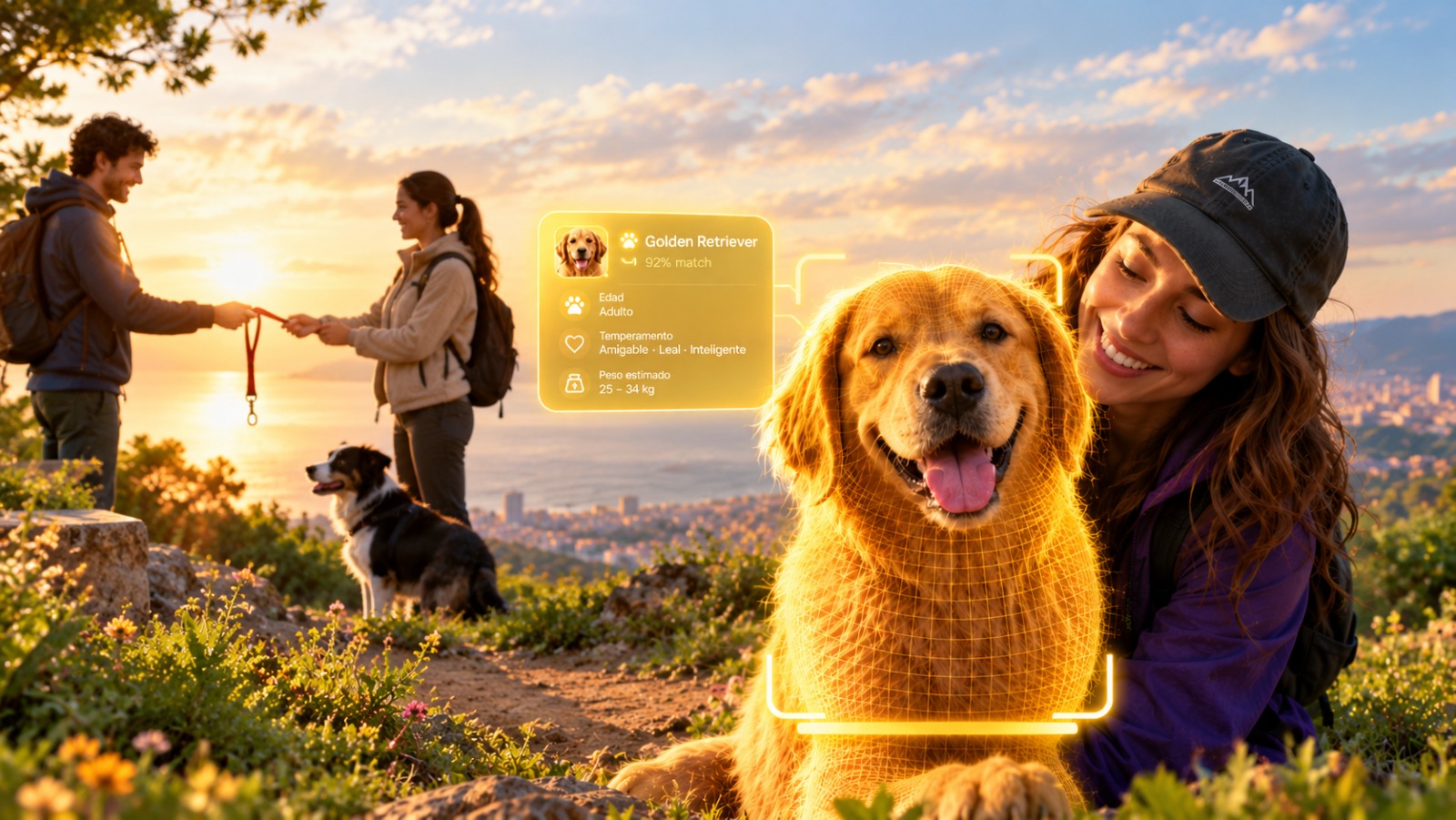 A woman with her dog using her phone at home