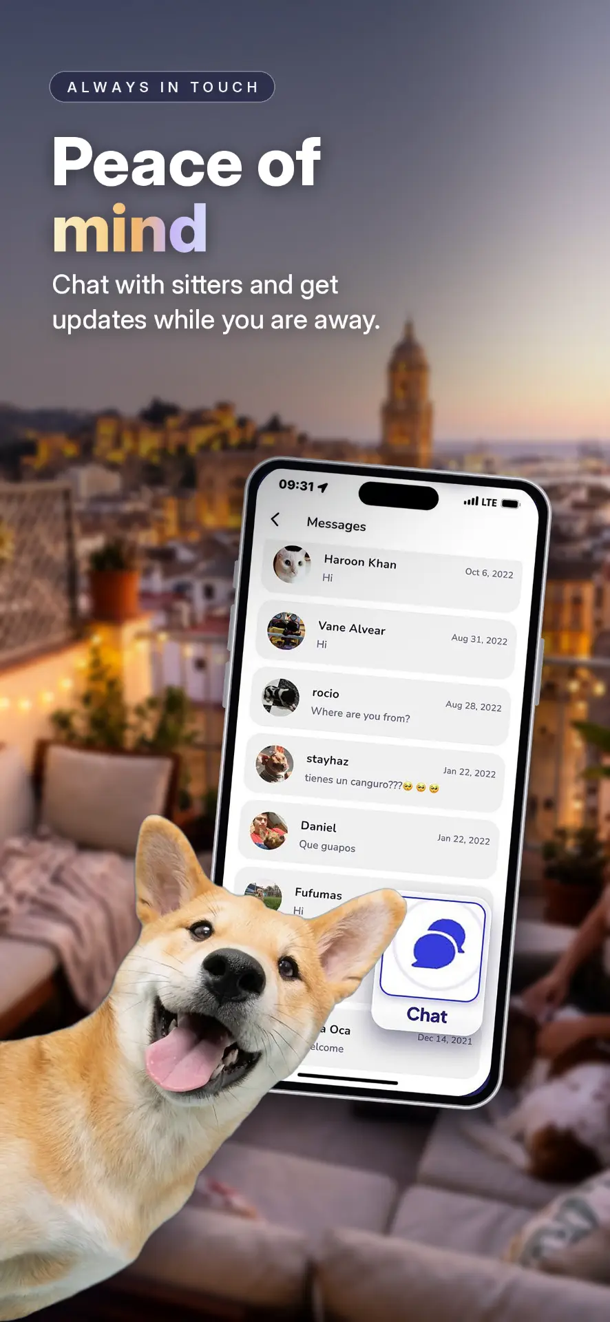 Chat with sitters