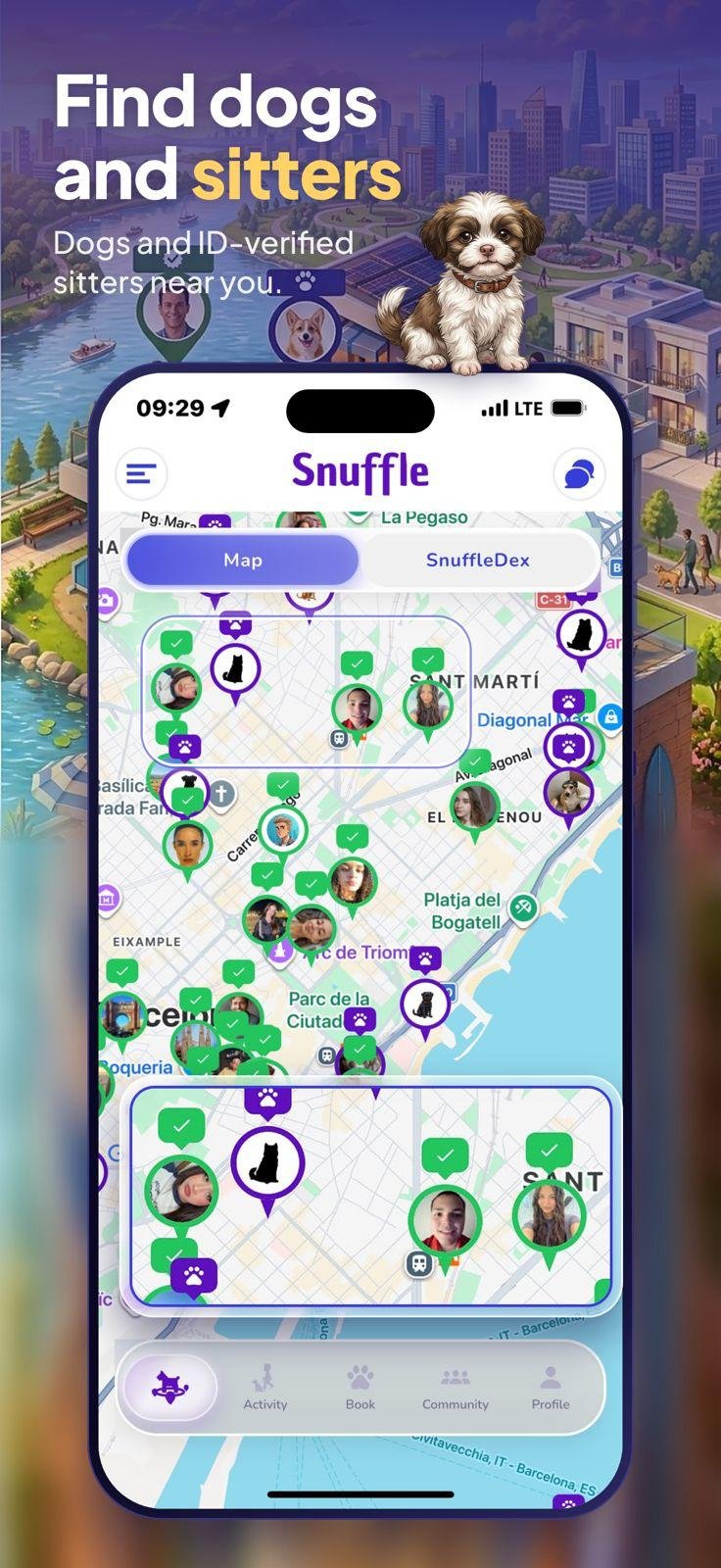 Find dogs & sitters near you